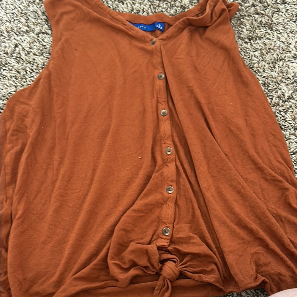 Women's Button-Down Top in Rust Orange